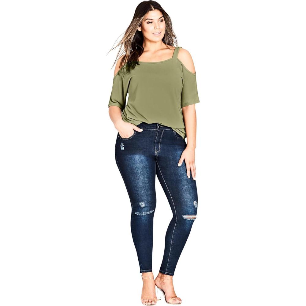 image:imageCity Chic Womens Jean Simple Rip SkDark Denim