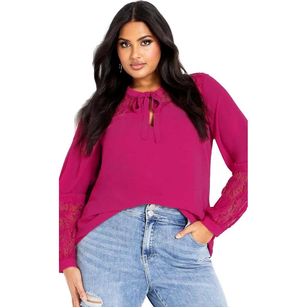 image:imageCity Chic Womens Mysterious Lace TopSangria