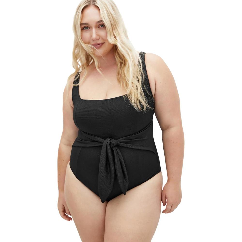 image:imageCity Chic Womens Plus Size 1 Piece Swimsuit  Sardinia Tie FrontBlack