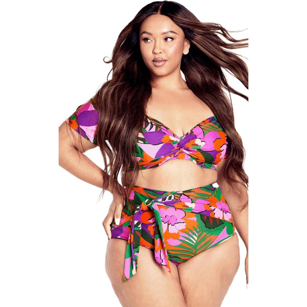 image:imageCity Chic Womens Plus Size Brief  Sicilia Swim PrintFucshia Sicilia Print