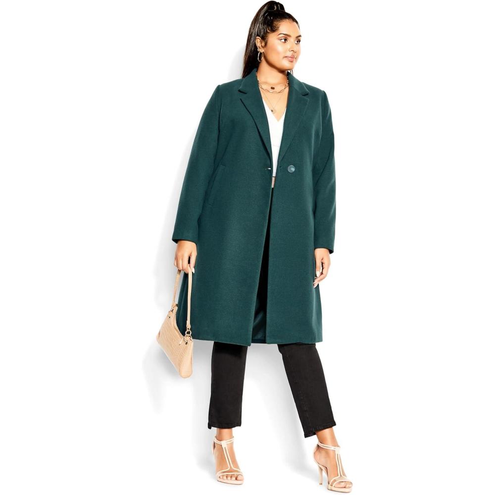 image:imageCity Chic Womens Plus Size Coat  Effortless ChicEmerald