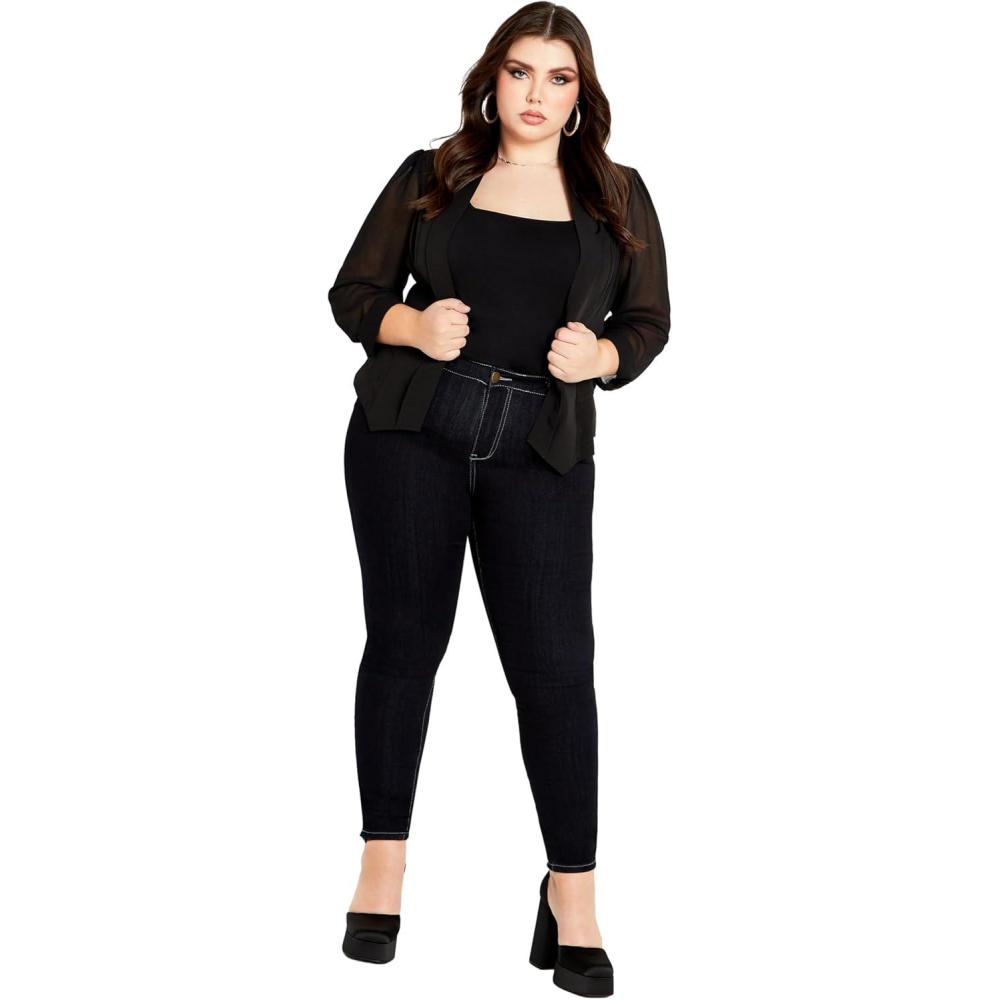 image:imageCity Chic Womens Plus Size Drapey Sheer Chiffon Blazer Jacket