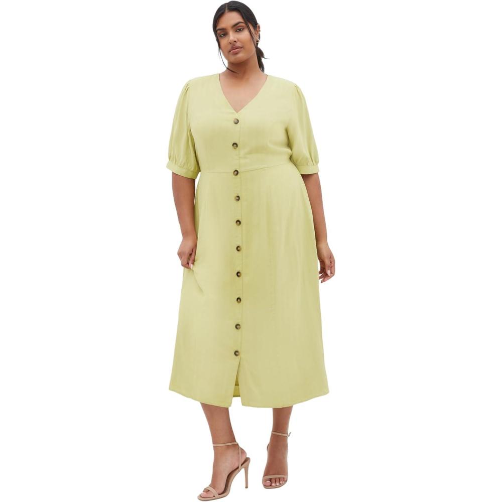 image:imageCity Chic Womens Plus Size Dress  Charli Button MidiLight Khaki