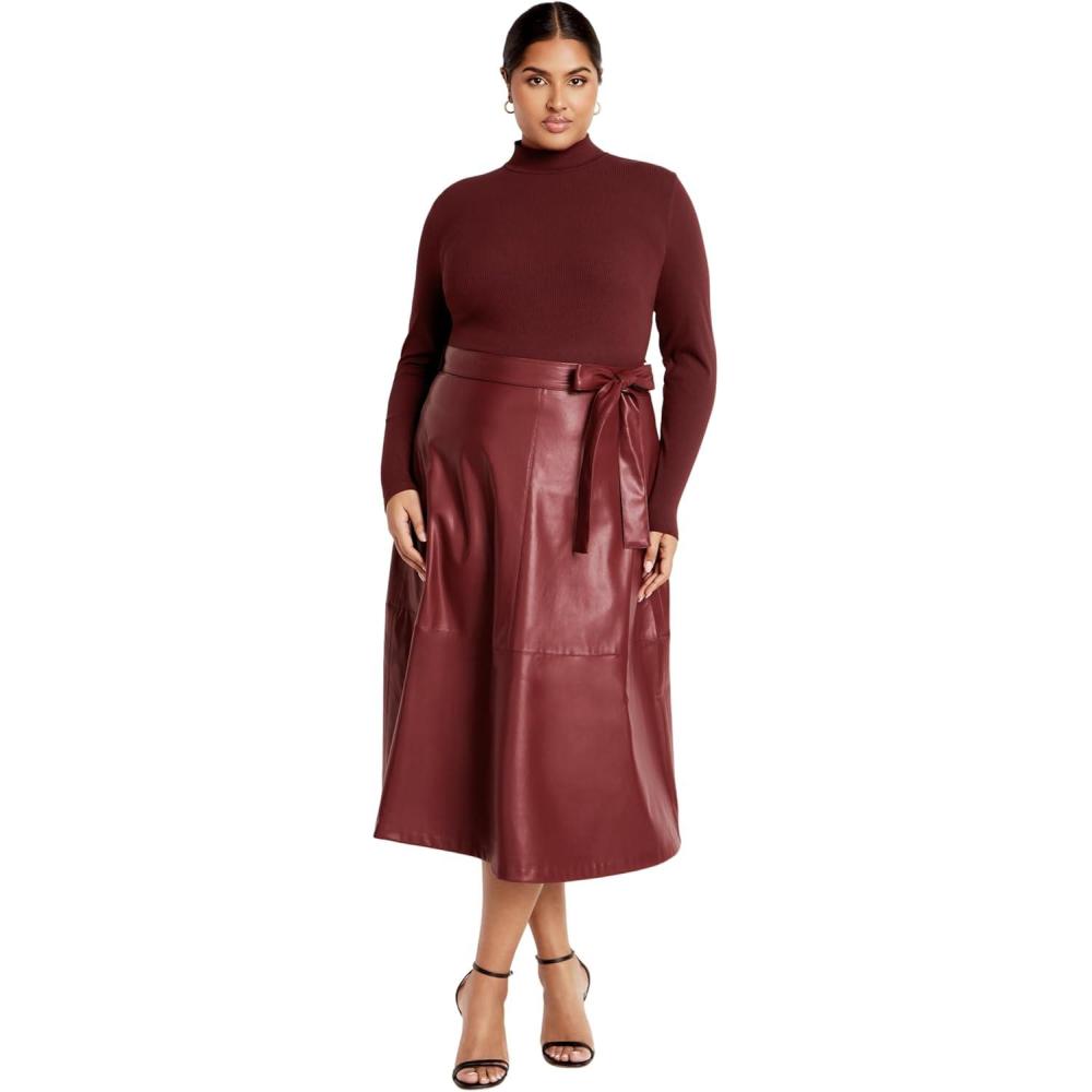image:imageCity Chic Womens Plus Size Dress  Lola Mixed MediaBordeaux