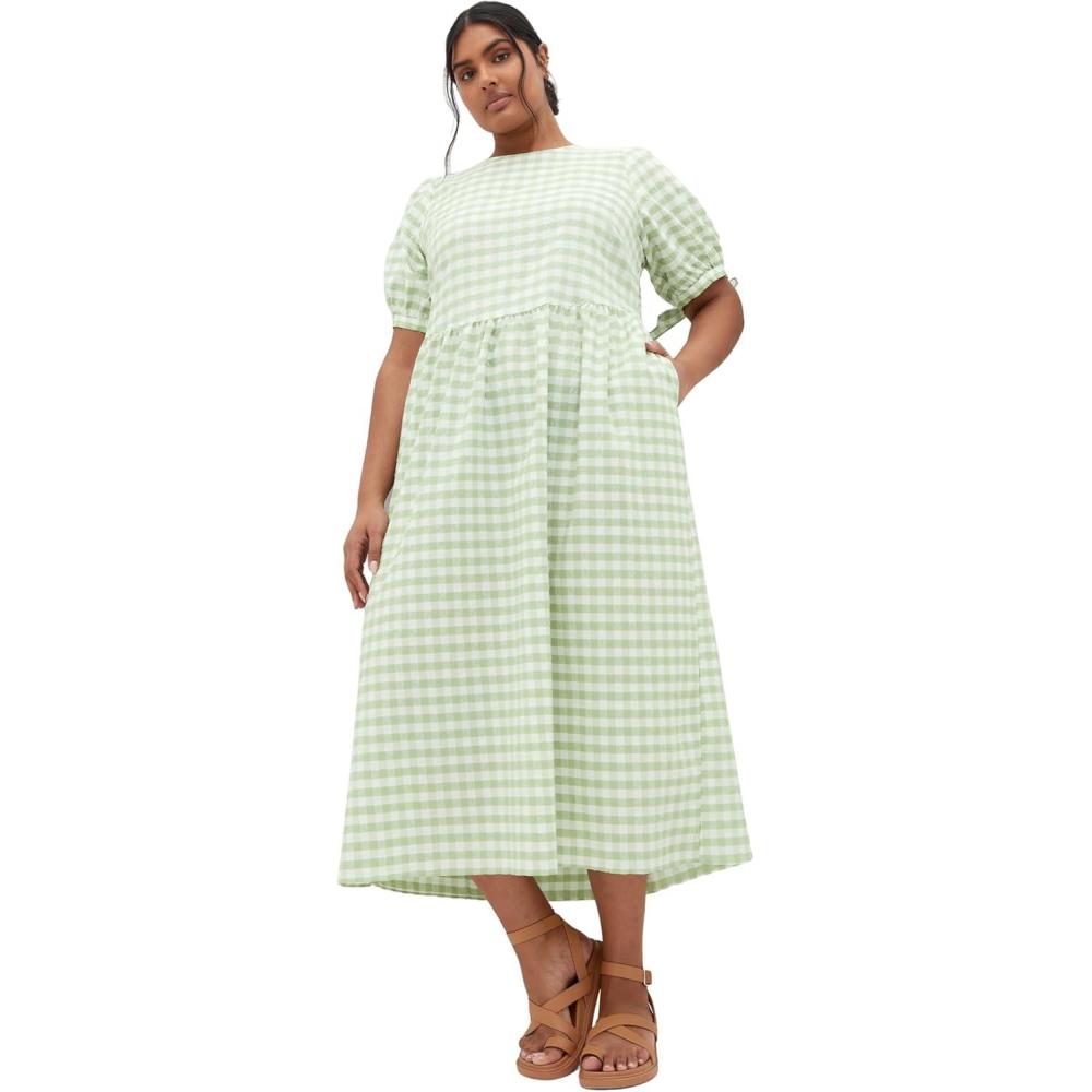 image:imageCity Chic Womens Plus Size Dress  Valley MaxiSage Gingham