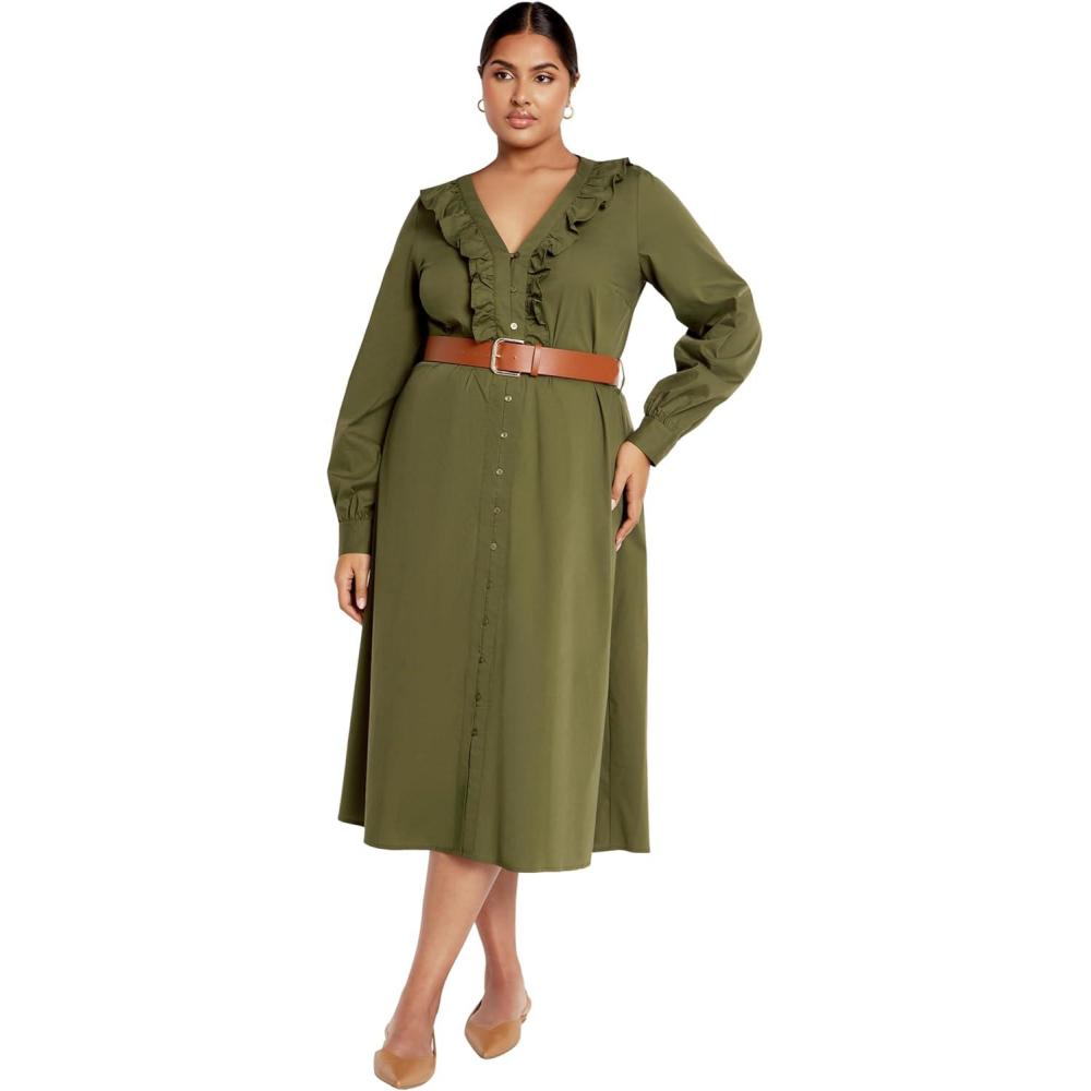 image:imageCity Chic Womens Plus Size Dress  Zoe BeltedKhaki