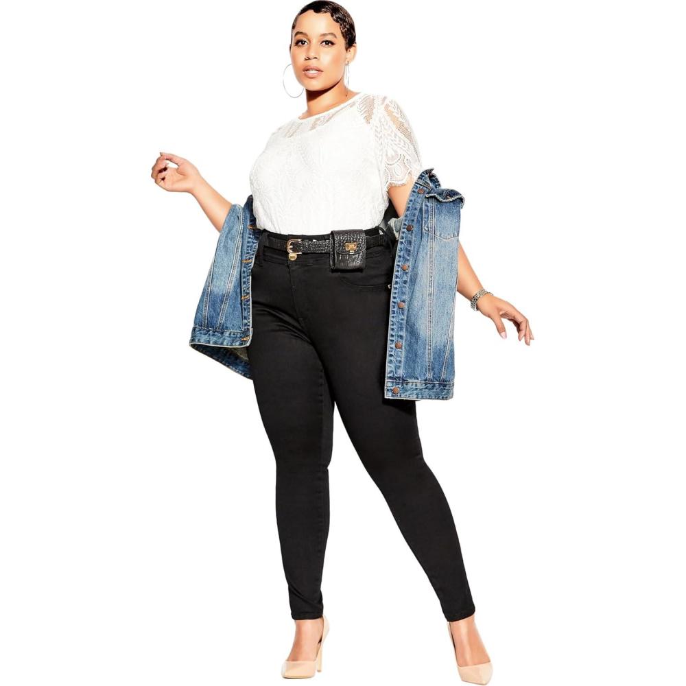 image:imageCity Chic Womens Plus Size Jean Asha Sk Ptblk