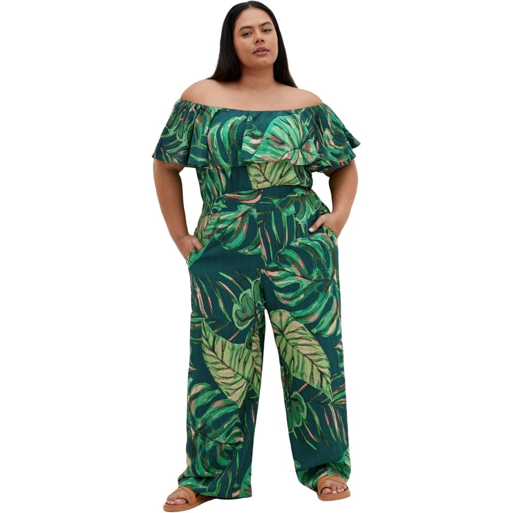 image:imageCity Chic Womens Plus Size Jumpsuit Peta PalmNight Palm