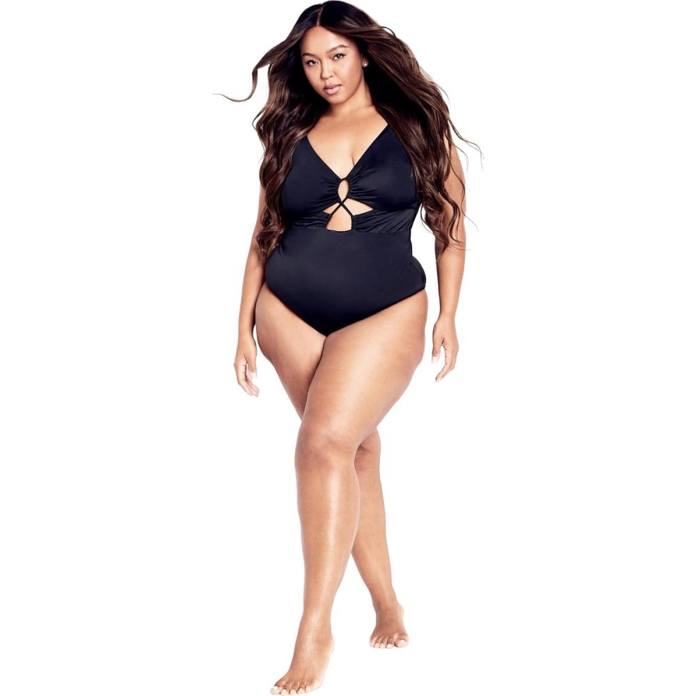 image:imageCity Chic Womens Plus Size Palma 1 PieceBlack