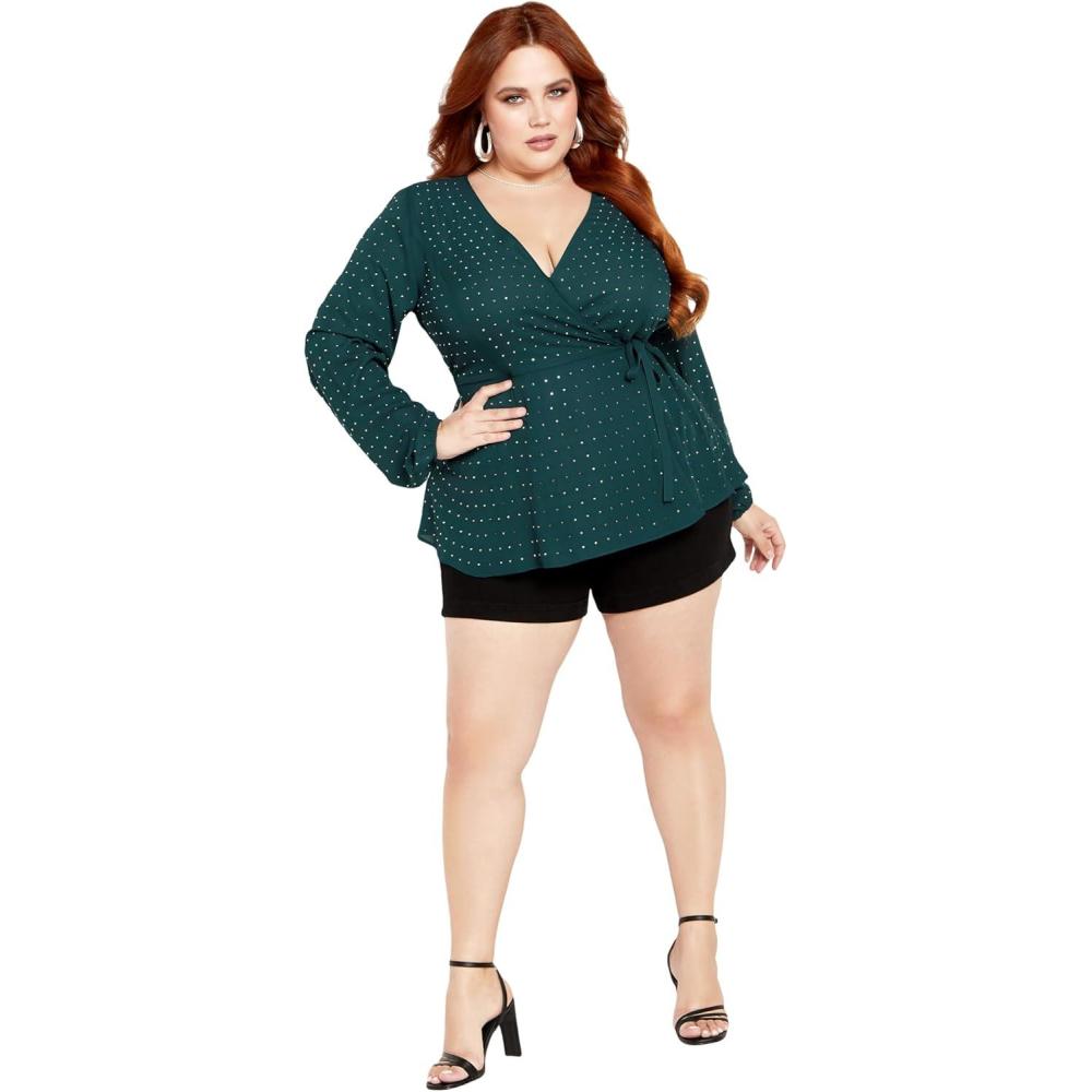 image:imageCity Chic Womens Plus Size Top  Bling FlirtEmerald