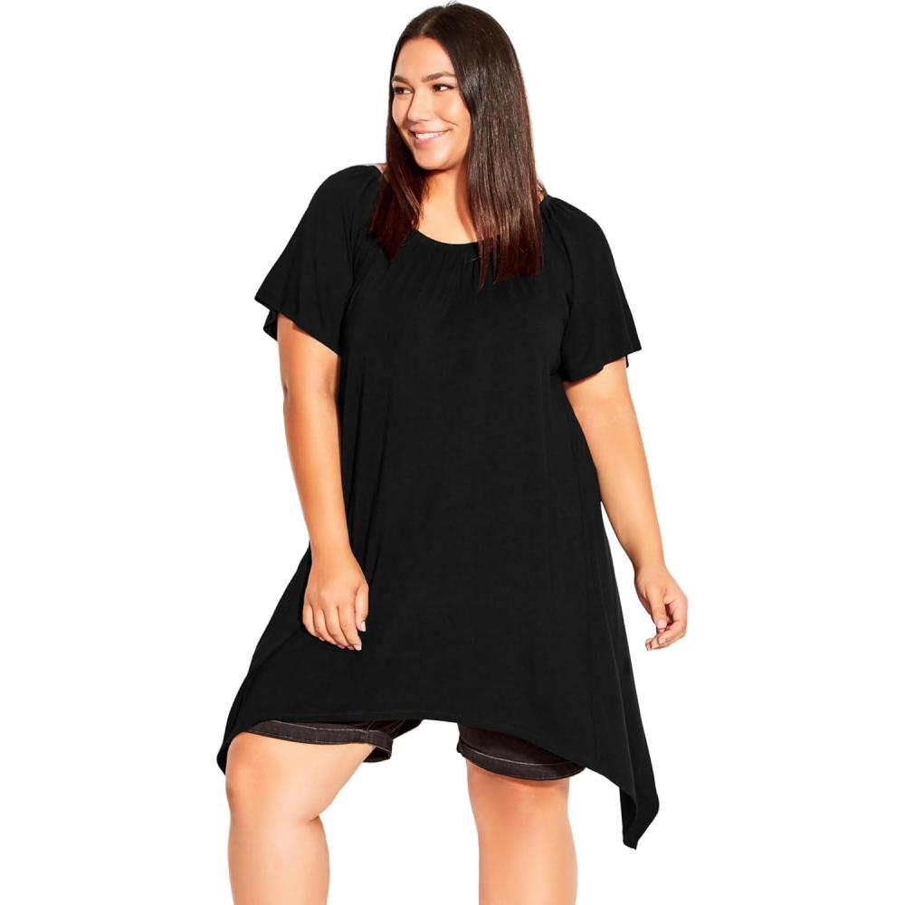 image:imageCity Chic Womens TunicHanky Hem PlainBlack