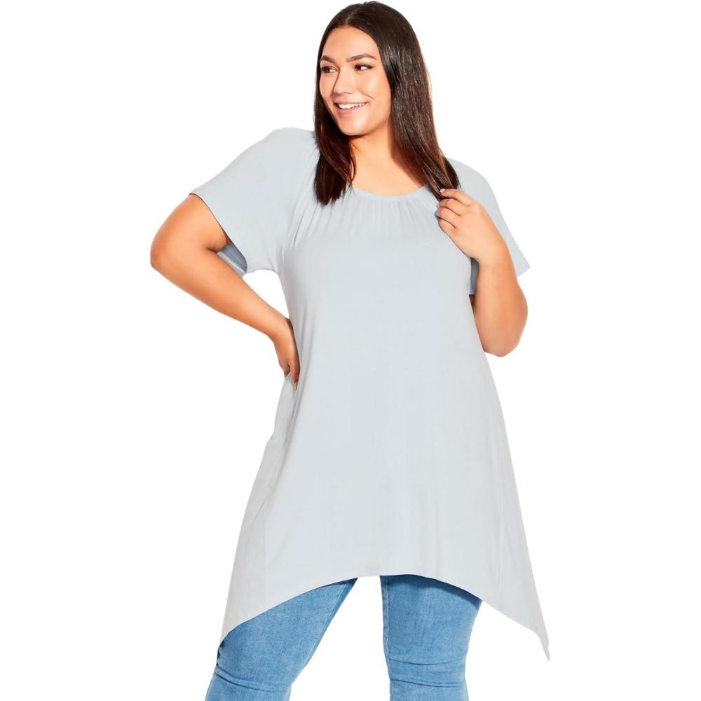 image:imageCity Chic Womens TunicHanky Hem PlainChambray Blue