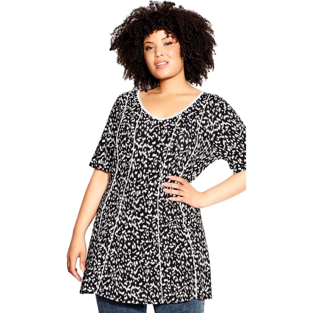 image:imageCity Chic Womens TunicSwing Panel PrintBatik Mono
