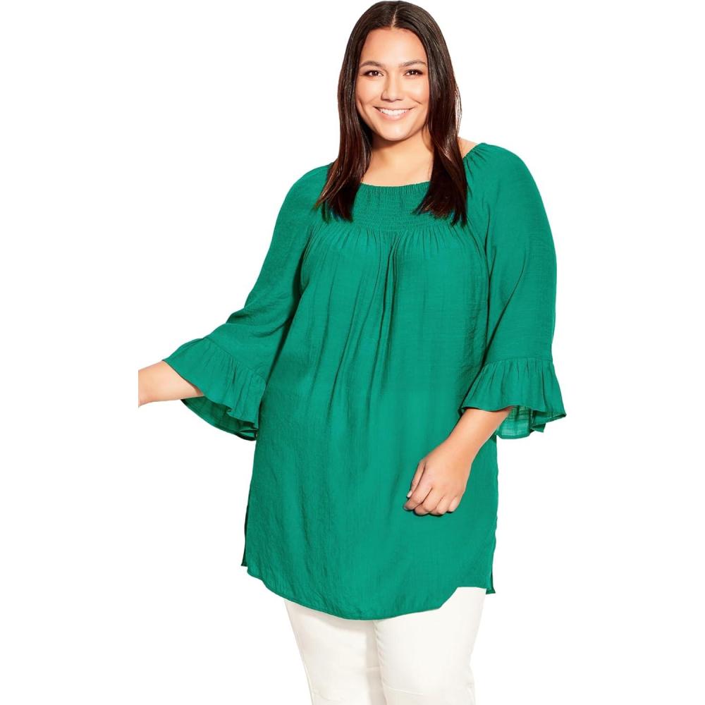 image:imageCity Chic womens Avenue Plus Size Top 34 Slv FlutterTeal