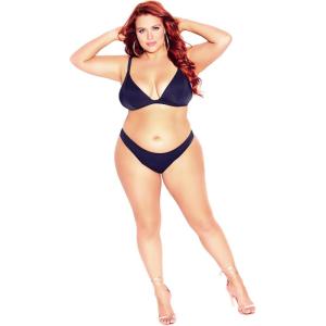 City Chic CCX Women’s Plus Size Top- Daisy Bikini(Navy)