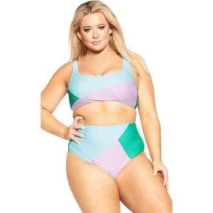 City Chic CCX Women’s Plus Size Top- Lulu Underwire Splice Bikini(Tropical Splice)