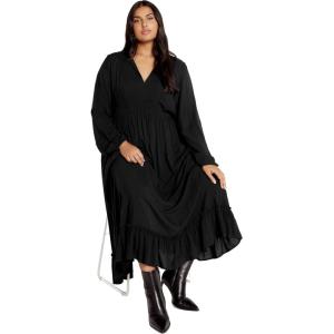 City Chic Plus Size Dress, Alena Maxi Dress(Black)