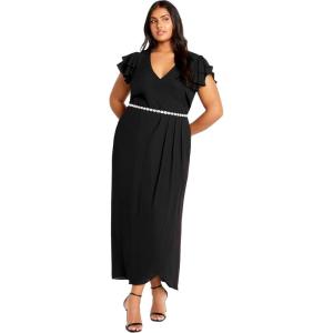 City Chic Plus Size Dress, Enya Maxi Dress(Black)