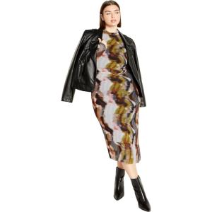 City Chic Plus Size Dress, Mesh Miranda Print Dress(Minerals)