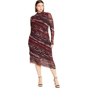City Chic Plus Size Dress, Mesh Miranda Print Dress(Spiced Marble)
