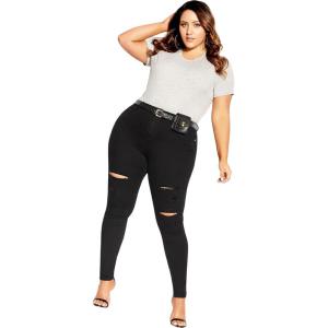 City Chic Women’s Harley Rock N Roll Skinny Jean(Black)