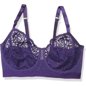 City Chic Womens Longline Underwired Bra with Lace Cup(Dd Violet)