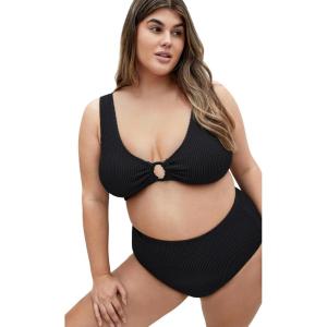 City Chic Women’s Plus Size Brief – Avalon Hi Waist Bikini(Black)