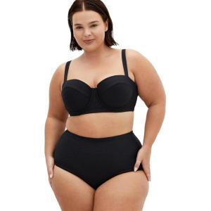 City Chic Women’s Plus Size Brief – Maui Hi Waist Bikini(Black)