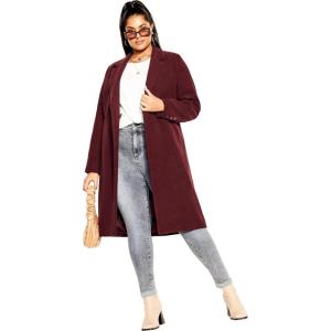 City Chic Women’s Plus Size Coat – Effortless Chic(Oxblood)
