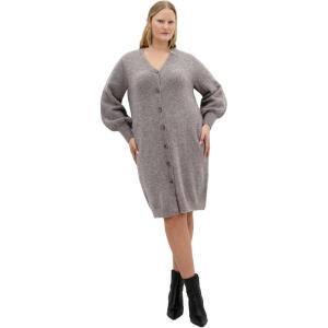 City Chic Women’s Plus Size Dress – Eleni Cardigan Midi(Charcoal Marle)