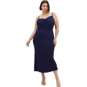 City Chic Women’s Plus Size Dress – Sadie Cowl Neck Midi(Navy)