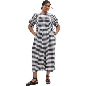 City Chic Women’s Plus Size Dress – Valley Maxi(Blk Gingham)