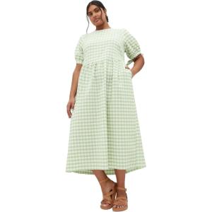 City Chic Women’s Plus Size Dress – Valley Maxi(Sage Gingham)