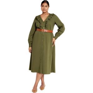 City Chic Women’s Plus Size Dress – Zoe Belted(Khaki)