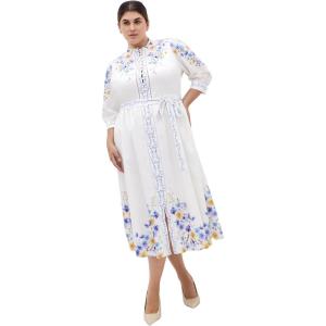 City Chic Women’s Plus Size Dress(Blue Patrice Border)