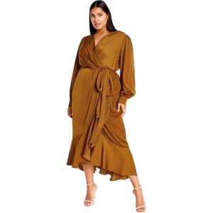City Chic Women’s Plus Size Maxi Cocktail Dress – Ophelia(Salted Caramel)