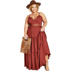City Chic Women’s Plus Size Maxi Dress – Aura(Cinnamon)