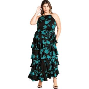 City Chic Women’s Plus Size Maxi Dress – Joelle Print(Aquarelle)