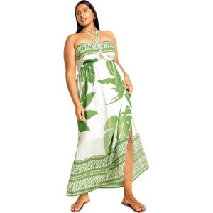 City Chic Women’s Plus Size Maxi Dress – Peta Border Print(Opulent Oasis)