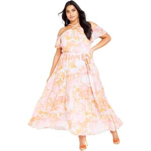 City Chic Women’s Plus Size Maxi Dress – Vera Print(Sunset Haze)