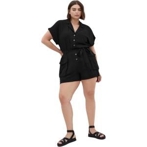 City Chic Women’s Plus Size Playsuit – Jade(Black)