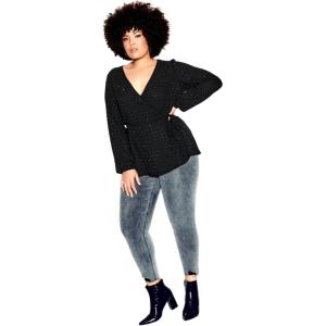 City Chic Women’s Plus Size Top – Bling Flirt(Black)