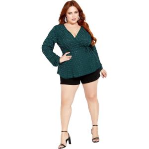 City Chic Women’s Plus Size Top – Bling Flirt(Emerald)