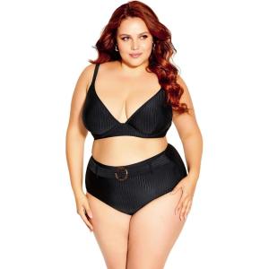 City Chic Women’s Plus Size Top – Java Longline Underwire Bikini(Black)