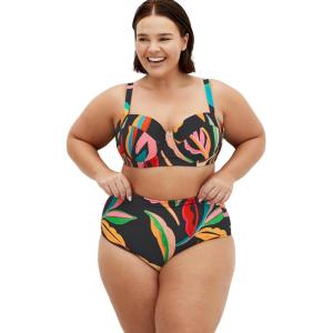 City Chic Women’s Plus Size Top – Maui Print Underwire Bikini(Maui Tropical Prt)