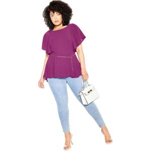 City Chic Women’s Plus Size Top – Romantic Mood(Magenta)