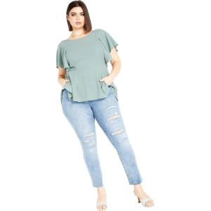 City Chic Women’s Plus Size Top – Romantic Mood(Seafoam)
