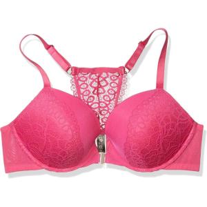City Chic Womens Push Up Style Bra with Front Clasp and Lace Detail(C Hot Pink)