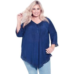 City Chic Womens Top – Ellie Pintuck Lace(Navy)