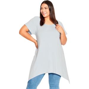 City Chic Women’s Tunic-Hanky Hem Plain(Chambray Blue)